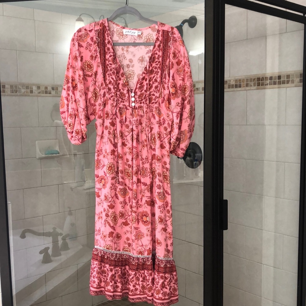 Petal and pup midi pink pattern dress